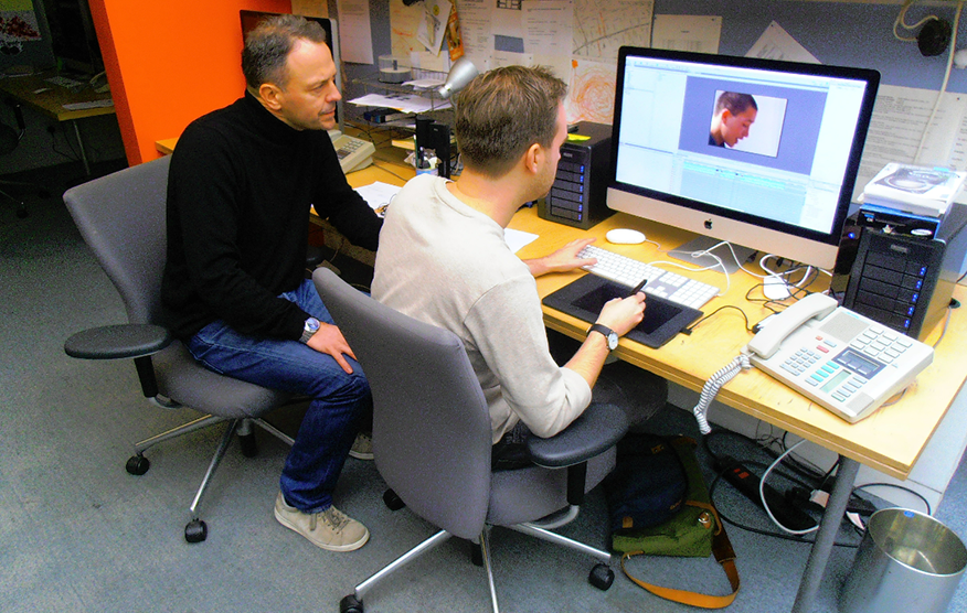 Mark Ayres & editor Ben Hunt at Team, working on the <strong>Real Money</strong> DVD.